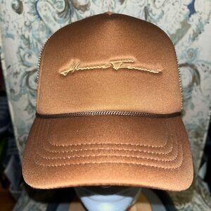Homme Femme Headwear Brown & Gold Snapback Trucker Hat Cap Mesh Back